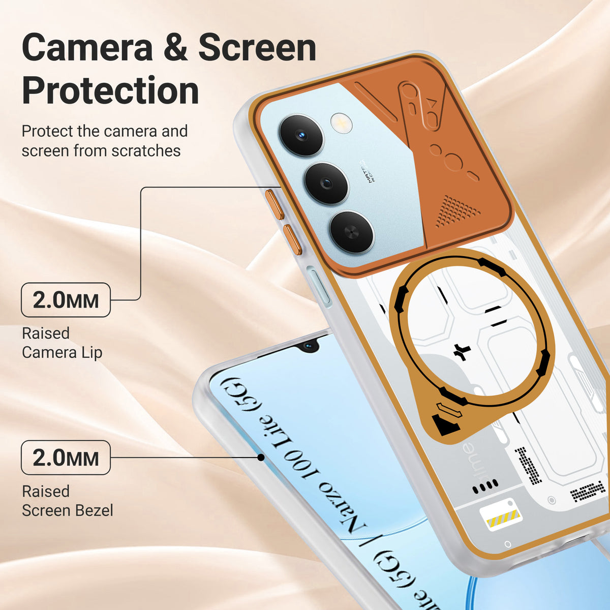 For Realme P4 Lite 5G | Narzo 100 Lite 5G Metallic Back Cover Case (Metallic Camera Protection & Buttons | Translucent Milky Shade | Hard Polycarbonate)