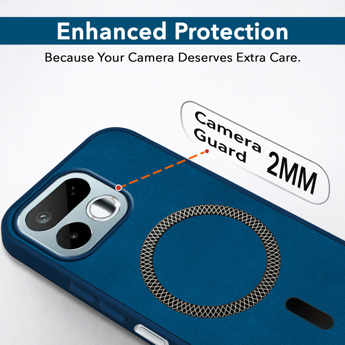 For Realme 16T 5G Back Cover Case Leather Finish (MagSafe Compatible Wireless Charging | Soft Touch | Camera Bump Protection)