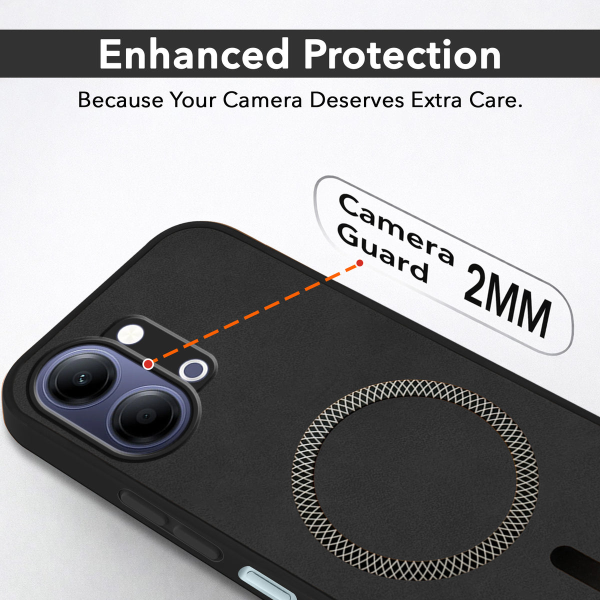 For Vivo Y11 | Vivo Y21 5G Back Cover Case Leather Finish (MagSafe Compatible Wireless Charging | Soft Touch | Camera Bump Protection)