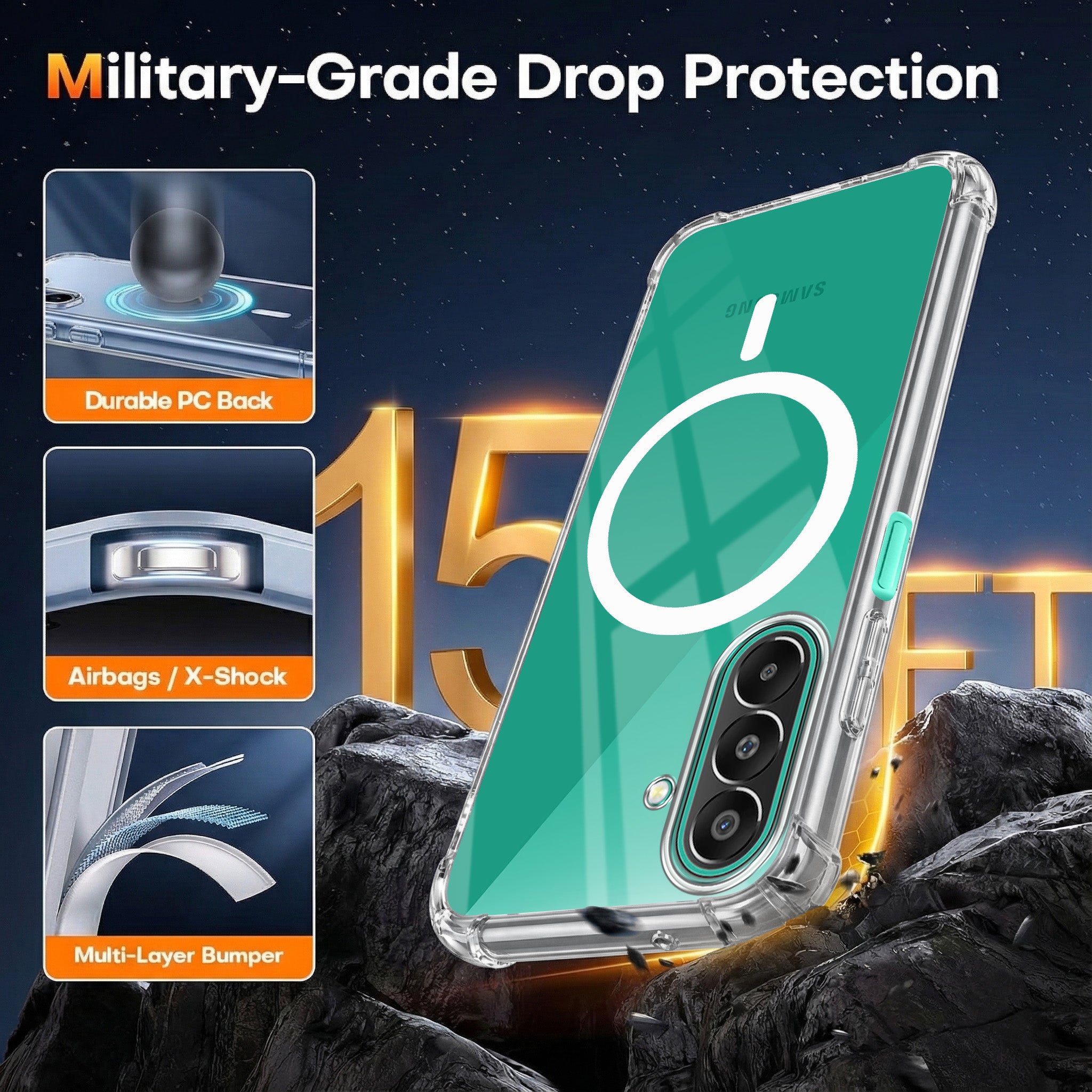 For Samsung Galaxy F70 Pro 5G Back Cover Shockproof Crystal-Clear (Magsafe Wireless Support | Drop & Camera Protection | Hard Polycarbonate)