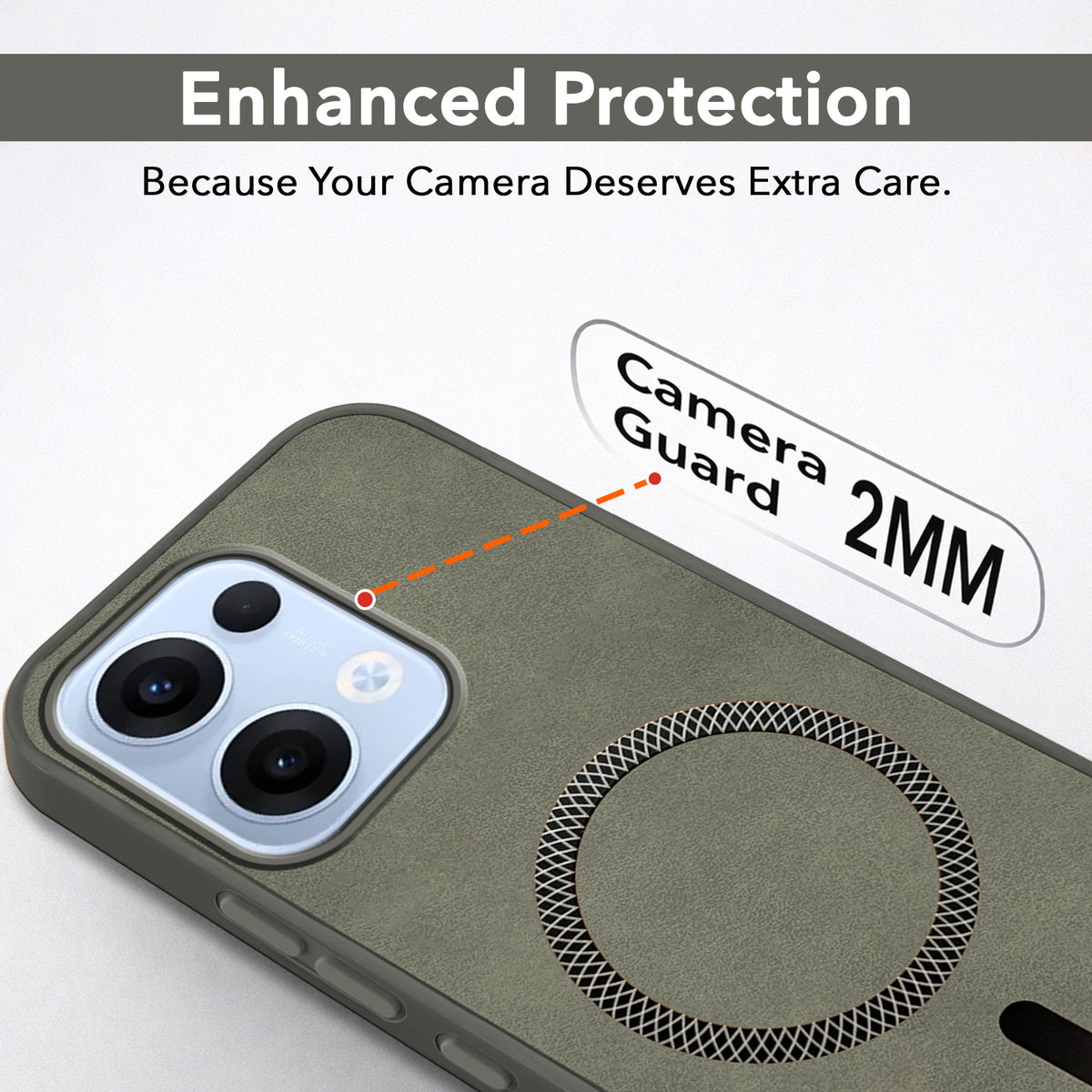 For Oppo Reno13 5G | Oppo Reno 13 5G Back Cover Case Leather Finish (MagSafe Compatible Wireless Charging | Soft Touch | Camera Bump Protection)
