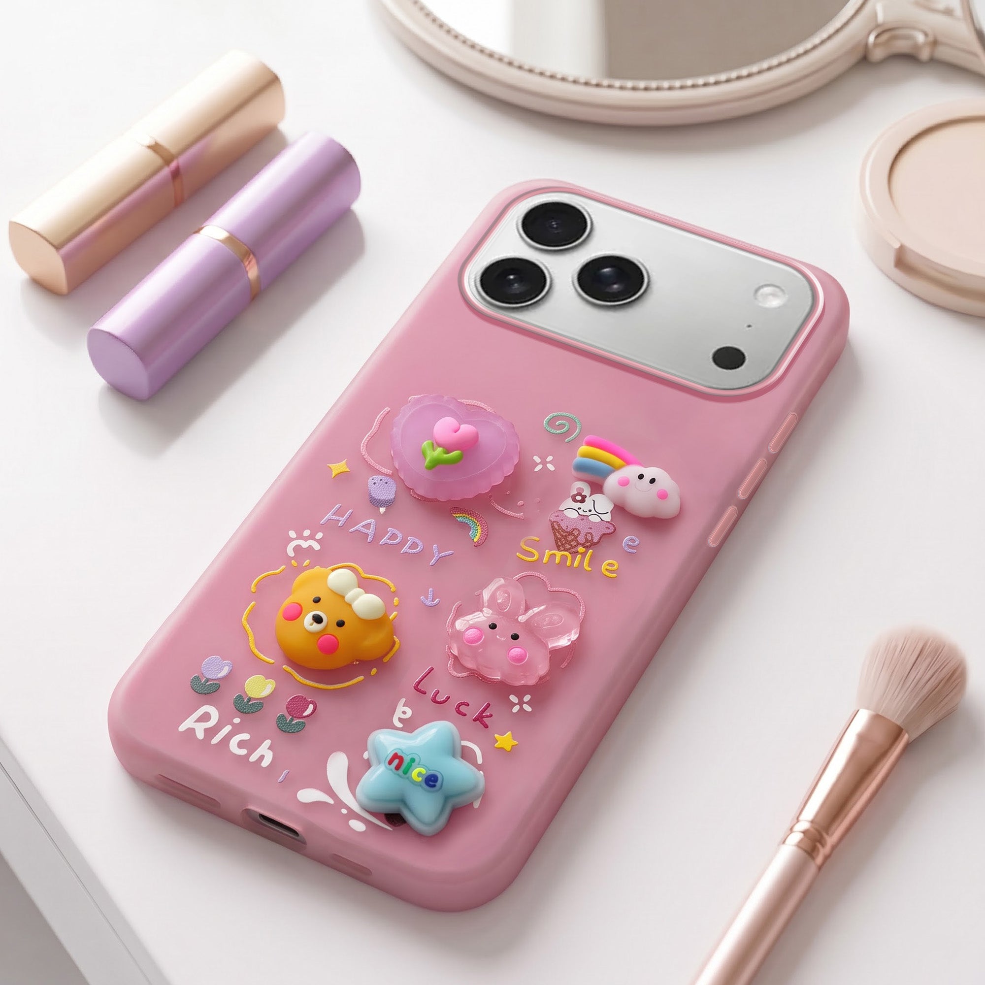 For Apple iPhone 17 Pro Back Cover Case (3D Cute Cartoons | Hard Back Side Soft | Matte Premium Finish | HD Printing)