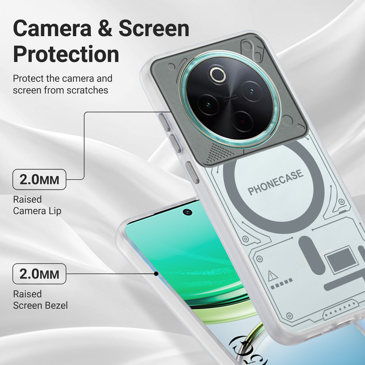 For Vivo T4 Metallic Back Cover Case (Metallic Camera Protection & Buttons | Translucent Milky Shade | Hard Polycarbonate)