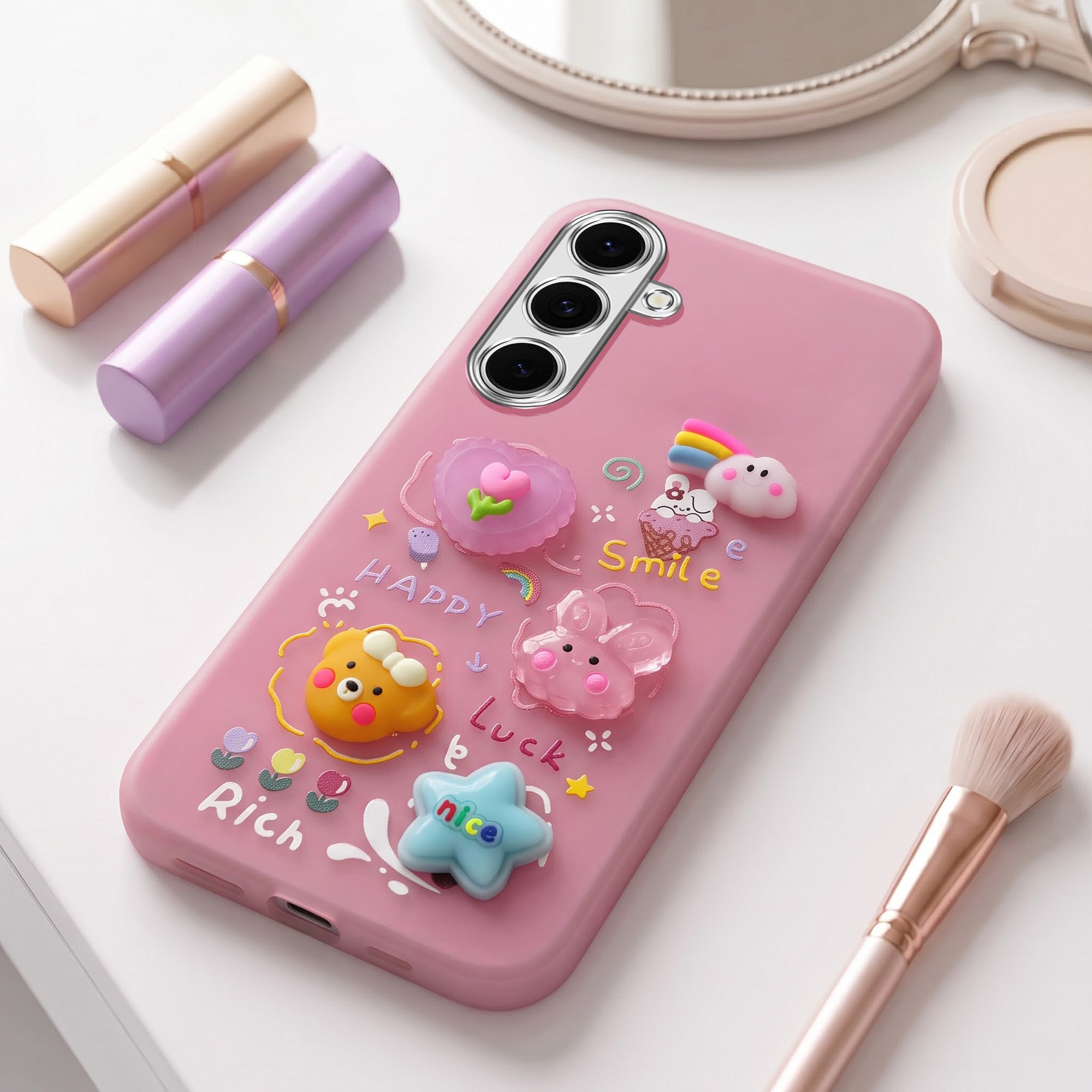 For Samsung Galaxy S24 FE Back Cover Case (3D Cute Cartoons | Hard Back Side Soft | Matte Premium Finish | HD Printing)