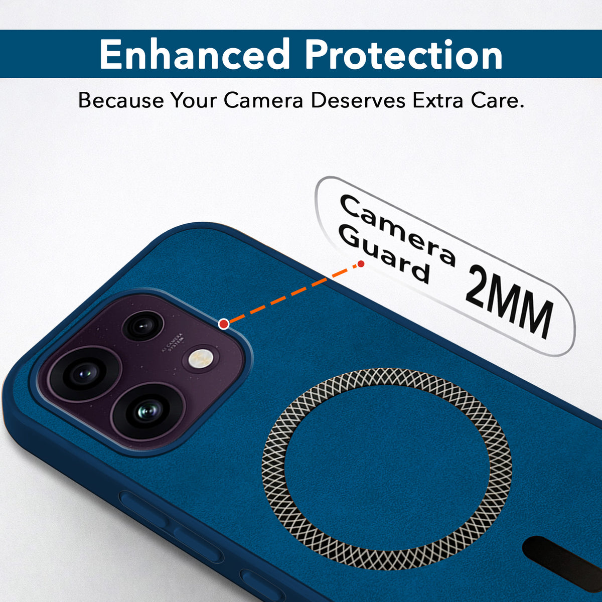 For Oppo Reno 16C 5G Back Cover Case Leather Finish (MagSafe Compatible Wireless Charging | Soft Touch | Camera Bump Protection)