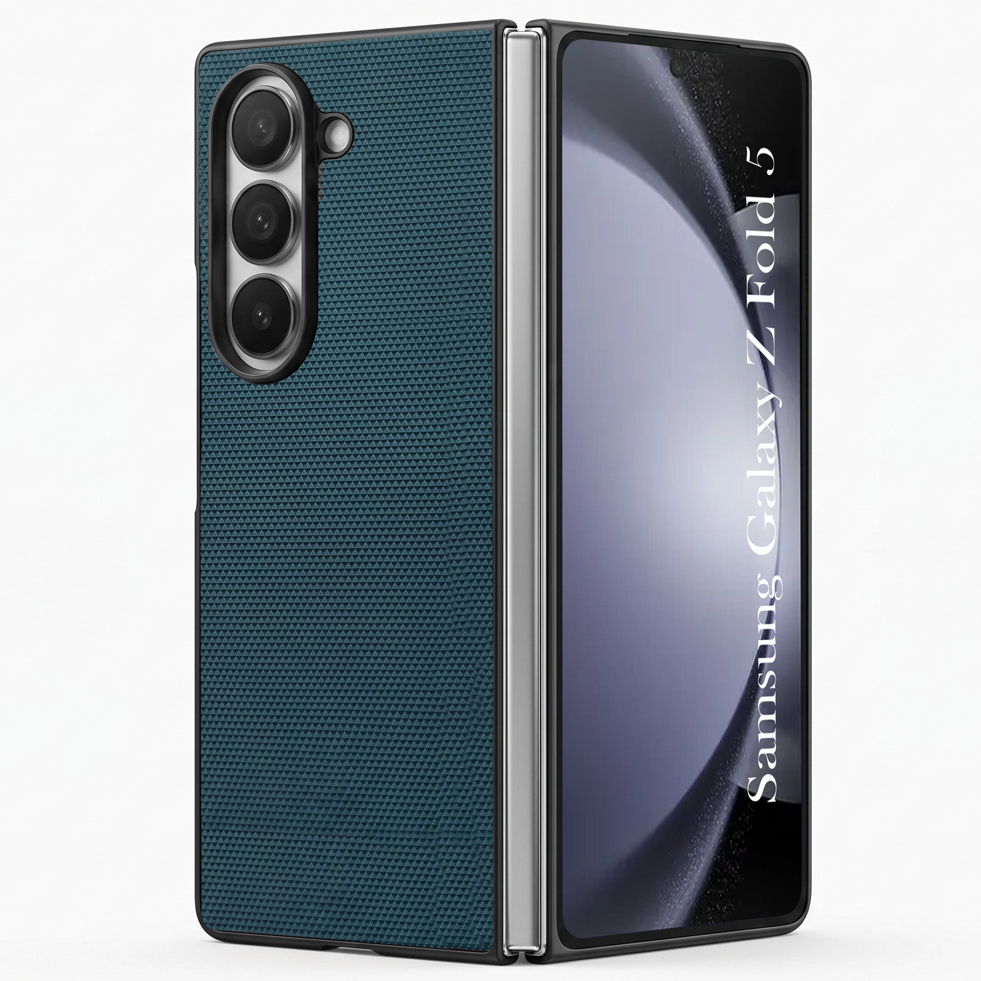 For Samsung Galaxy Z Fold 5 Premium Cover Case (Geometric Textured Hard PC | Soft Cloth Lining & Slim Shockproof Protection)