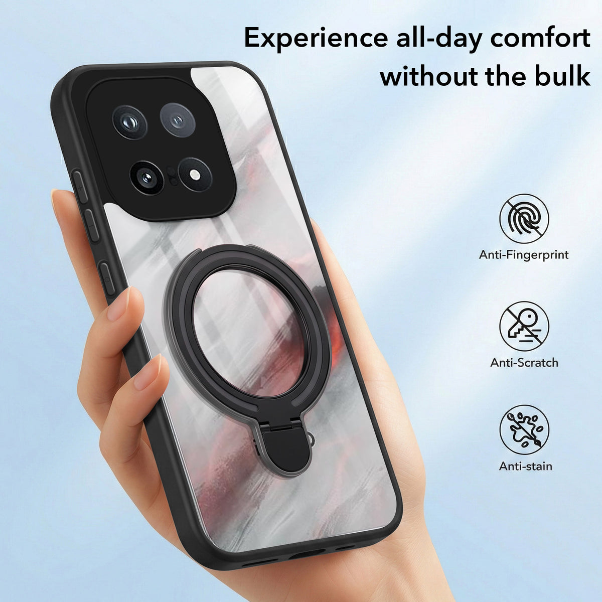 For Vivo iQOO 15 5G Back Cover Case (Kick Stand Ring Holder | Life time Anti Yellow | Camera Protection)