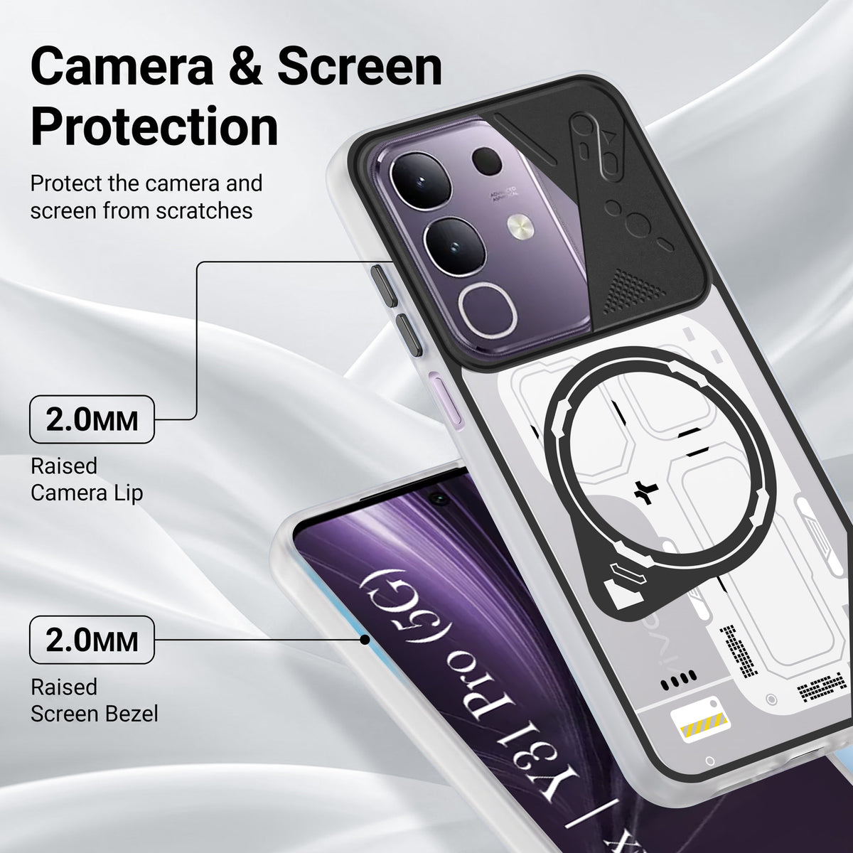 For Vivo T4x | Vivo Y31 Pro Metallic Back Cover Case (Metallic Camera Protection & Buttons | Translucent Milky Shade | Hard Polycarbonate)