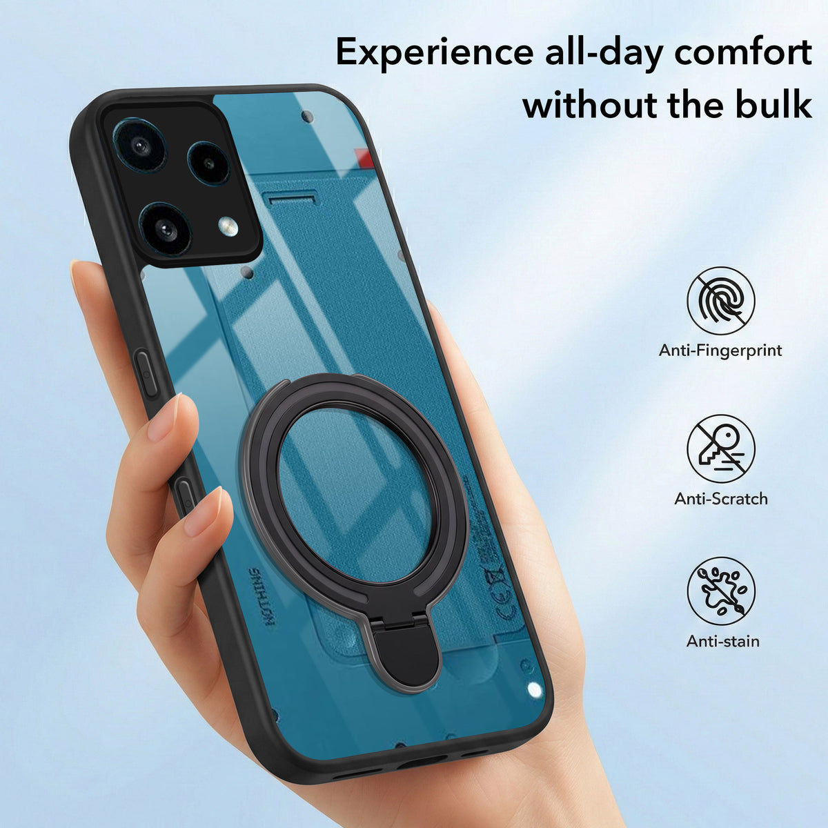 For Nothing Phone 3A Lite Back Cover Case (Kick Stand Ring Holder | Life time Anti Yellow | Camera Protection)