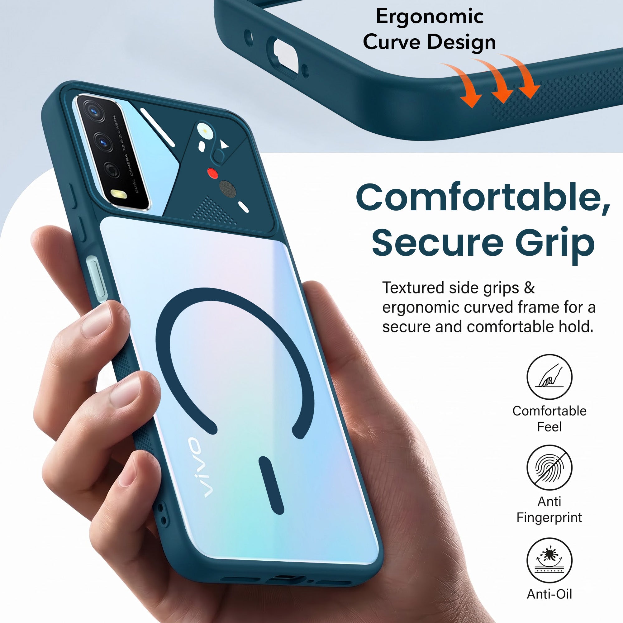 For Vivo Y12s | Y11s | Y12G Back Cover Case Lifetime Anti-Yellow Clear (Camera Protection | Side Grip | Wireless MagSafe Compatible)