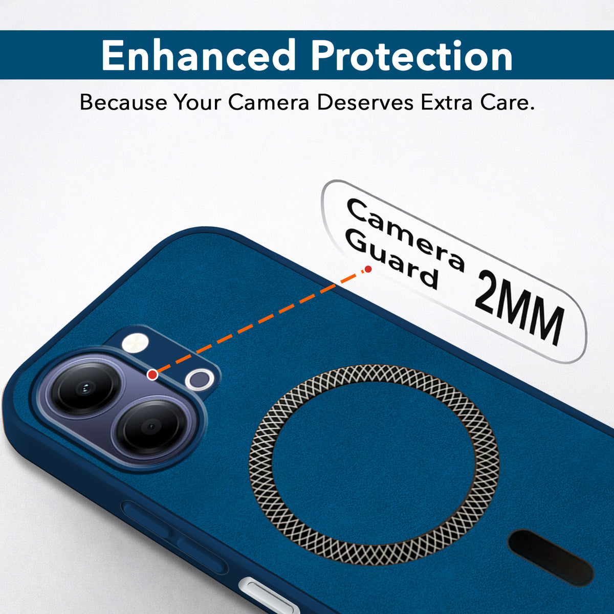 For Vivo Y11 | Vivo Y21 5G Back Cover Case Leather Finish (MagSafe Compatible Wireless Charging | Soft Touch | Camera Bump Protection)