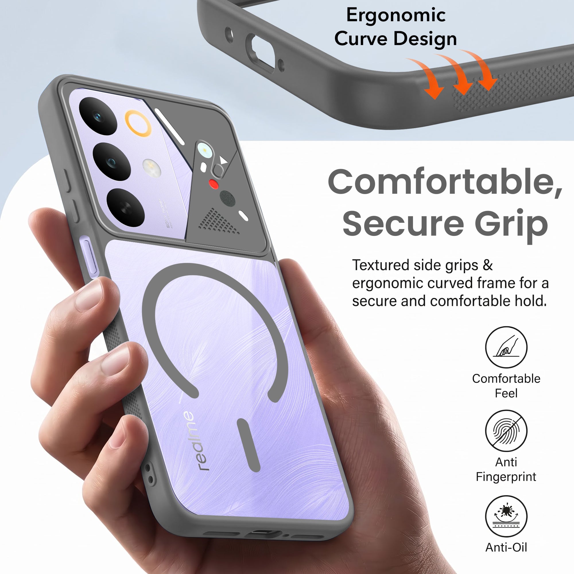 For Realme C85 5G | Realme Narzo 90x  Back Cover Case Lifetime Anti-Yellow Clear (Camera Protection | Side Grip | Wireless MagSafe Compatible)