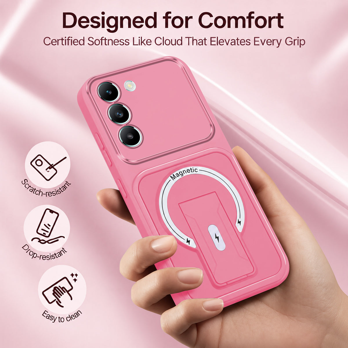 For Vivo T3 5G Back Case Cover Metallic (Hybrid Armor Kickstand | MagSafe Compatible | Camera Protection Shockproof)