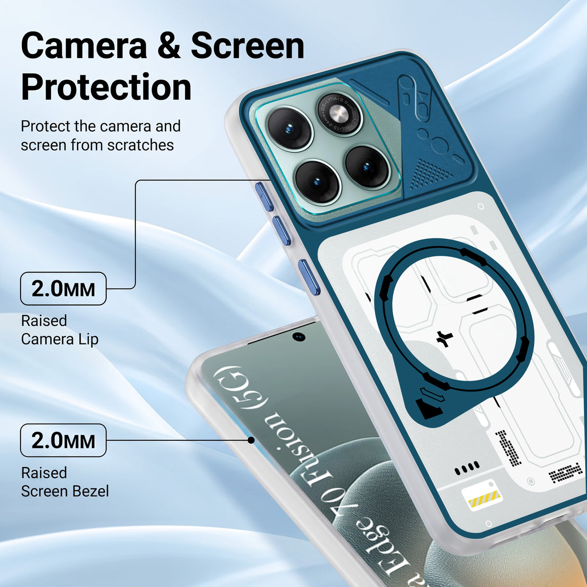 For Motorola Moto Edge 70 Fusion Metallic Back Cover Case (Metallic Camera Protection & Buttons | Translucent Milky Shade | Hard Polycarbonate)
