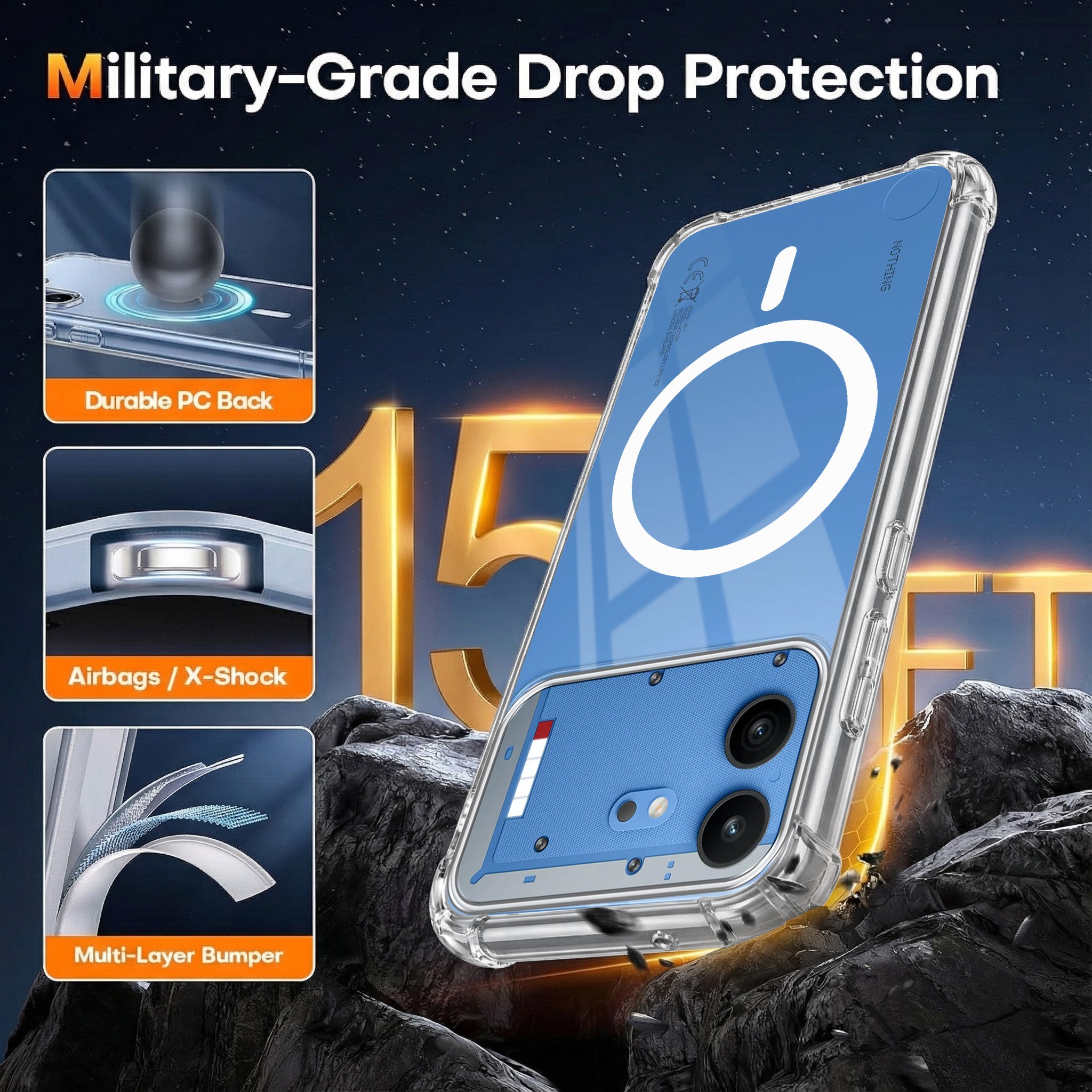 For Nothing Phone 4B 5G Back Cover Shockproof Crystal-Clear (Magsafe Wireless Support | Drop & Camera Protection | Hard Polycarbonate)