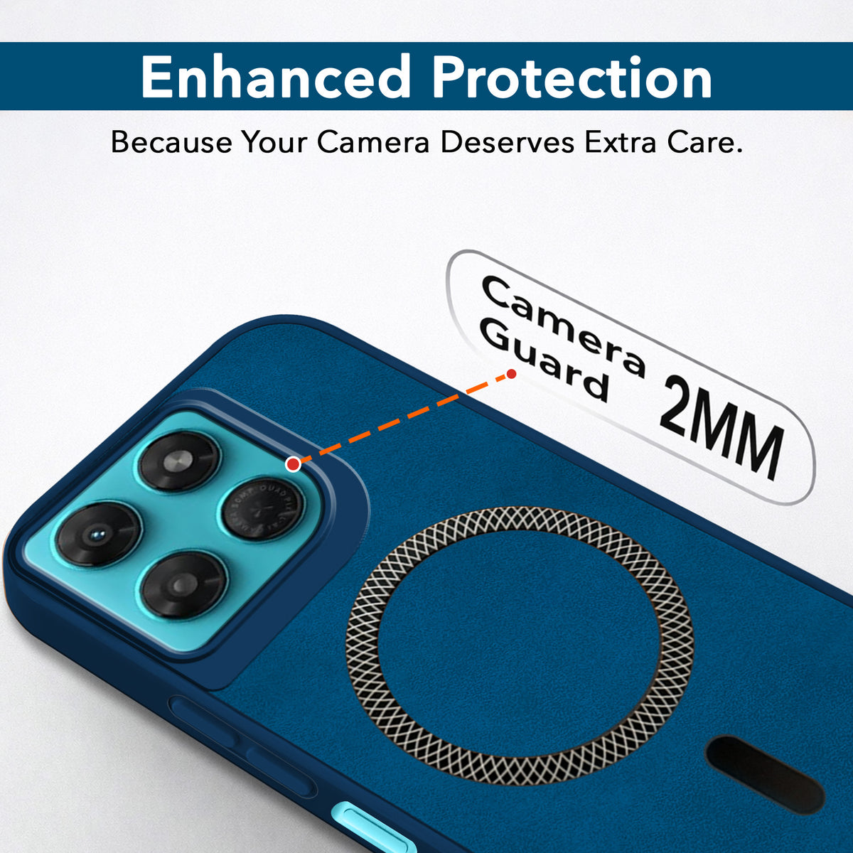 For Motorola Moto G37 Power Back Cover Case Leather Finish (MagSafe Compatible Wireless Charging | Soft Touch | Camera Bump Protection)