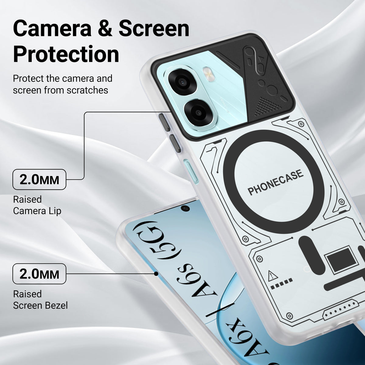 For Oppo A6X | Oppo A6S Metallic Back Cover Case (Metallic Camera Protection & Buttons | Translucent Milky Shade | Hard Polycarbonate)