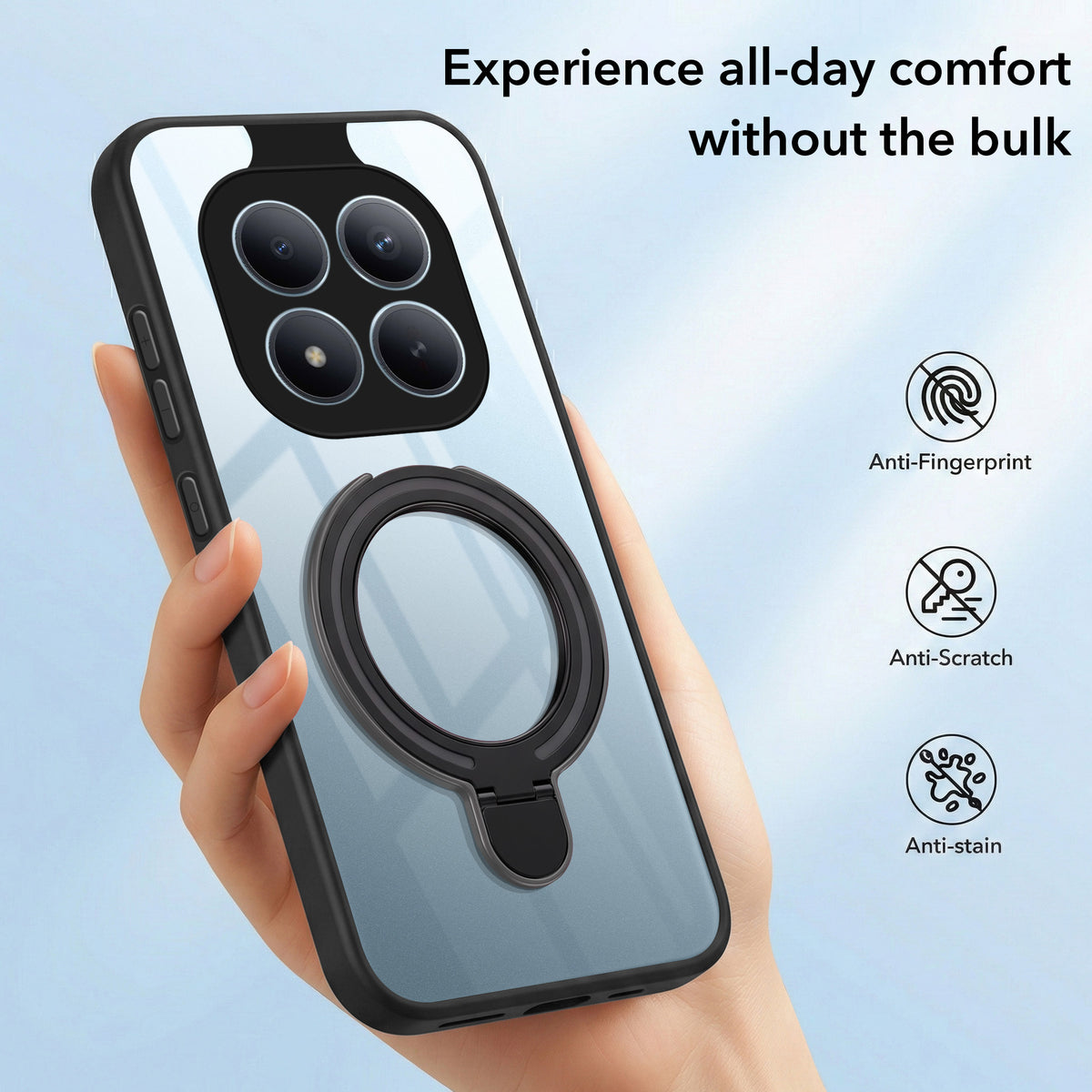 For Xiaomi Redmi Note 15 Pro Plus 5G Back Cover Case (Kick Stand Ring Holder | Life time Anti Yellow | Camera Protection)