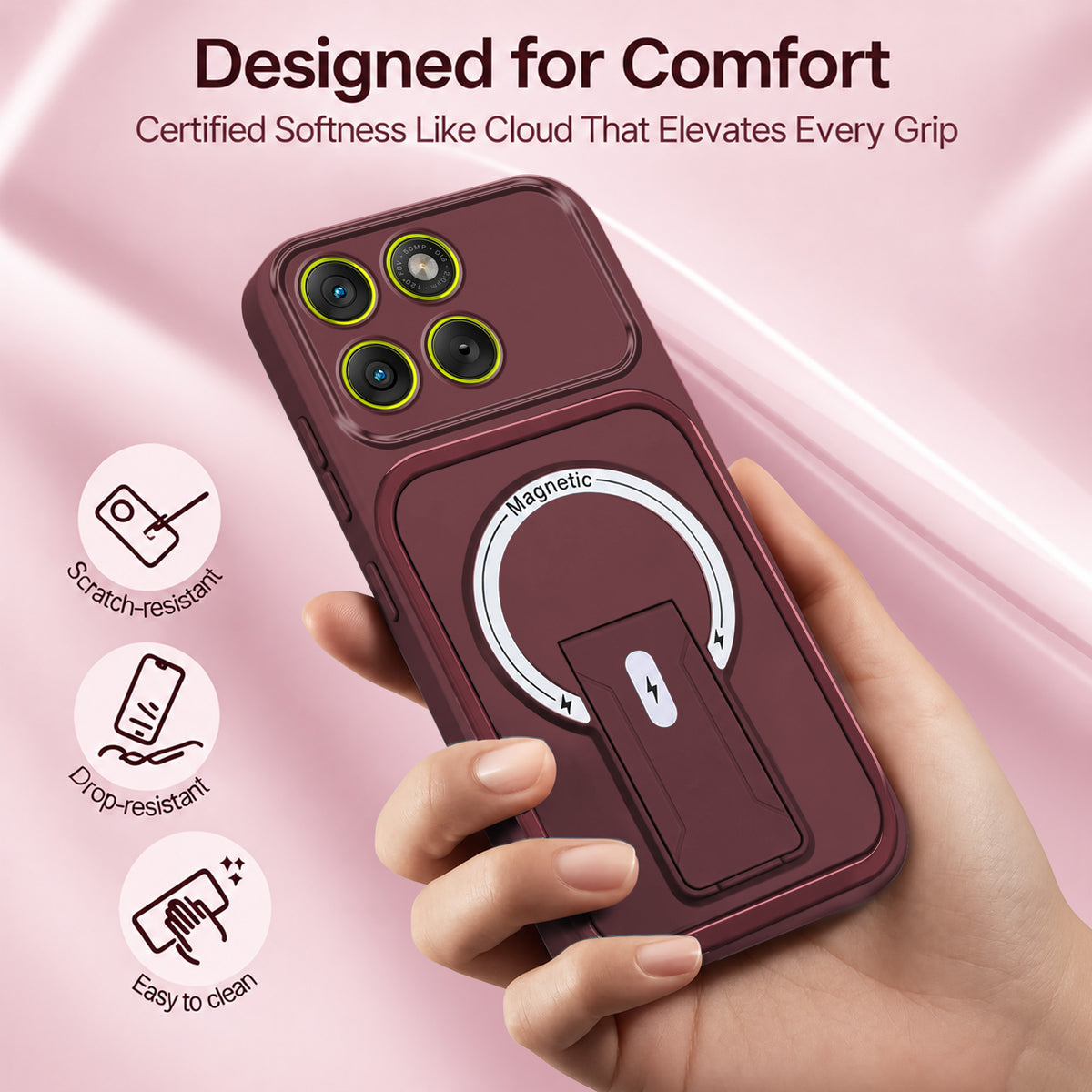 For Motorola Moto Edge 70 Back Case Cover Metallic (Hybrid Armor Kickstand | MagSafe Compatible | Camera Protection Shockproof)