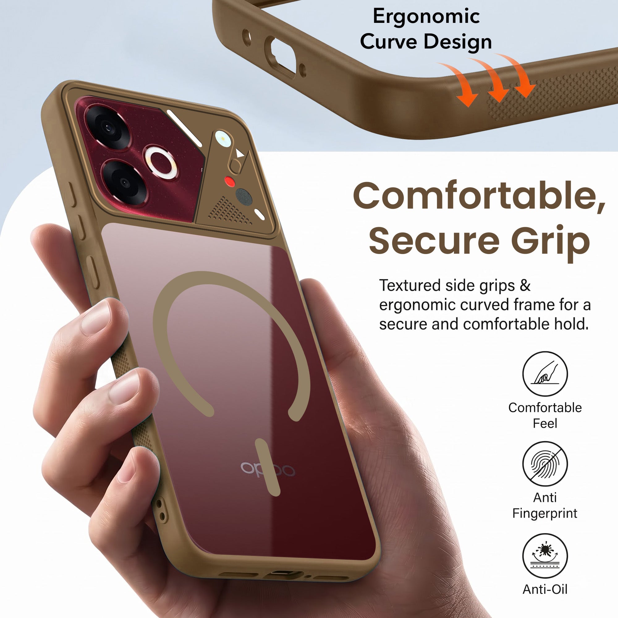 For Oppo F33 Pro 5G Back Cover Case Lifetime Anti-Yellow Clear (Camera Protection | Side Grip | Wireless MagSafe Compatible)