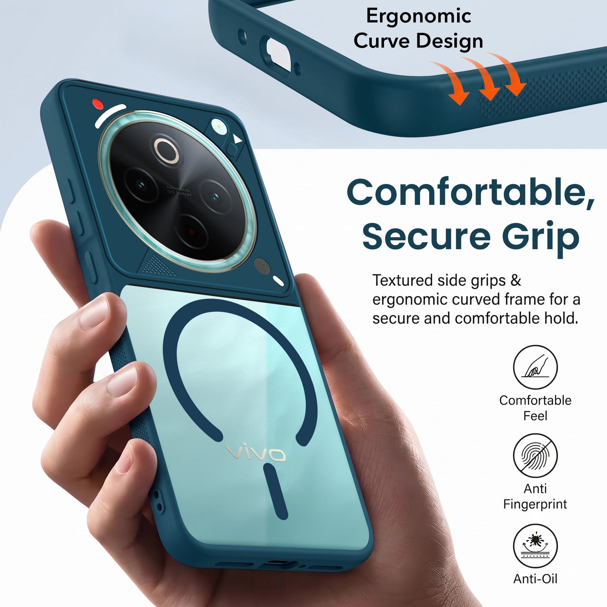 For Vivo T4 Back Cover Case Lifetime Anti-Yellow Clear (Camera Protection | Side Grip | Wireless MagSafe Compatible)