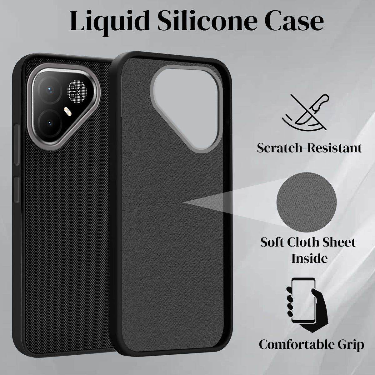 For Tecno Pova 8 Pro 5G Back Cover Case Rubberised (Textured Grip Design| Micro-Fiber Cloth Inside | Slim and Light Weight | Soft Touch and Feel)