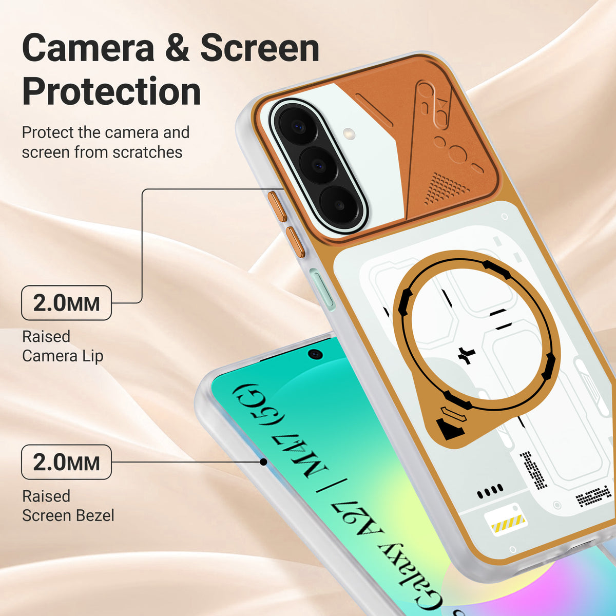 For Samsung Galaxy A27 5G | Galaxy M47 5G Metallic Back Cover Case (Metallic Camera Protection & Buttons | Translucent Milky Shade | Hard Polycarbonate)