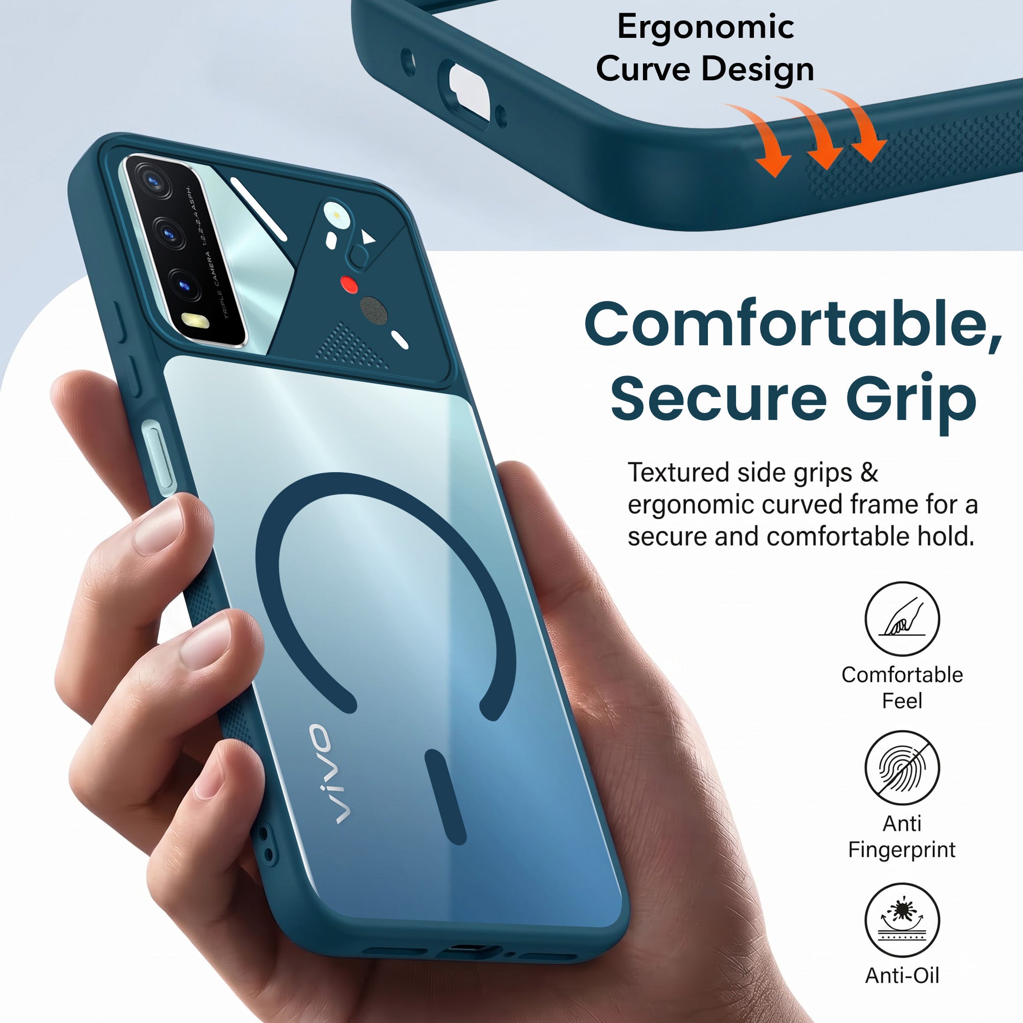 For Vivo Y20 | Y20i Back Cover Case Lifetime Anti-Yellow Clear (Camera Protection | Side Grip | Wireless MagSafe Compatible)