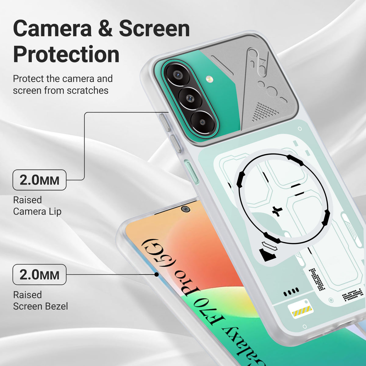 For Samsung Galaxy F70 Pro 5G Metallic Back Cover Case (Metallic Camera Protection & Buttons | Translucent Milky Shade | Hard Polycarbonate)