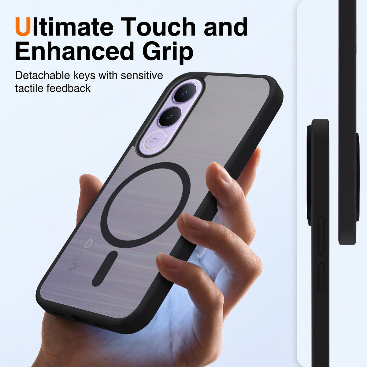 For Vivo V70 FE 5G Matte Finish Back Case Cover (MagSafe Compatible | Translucent Soft Touch | Slim and Unbreakable)
