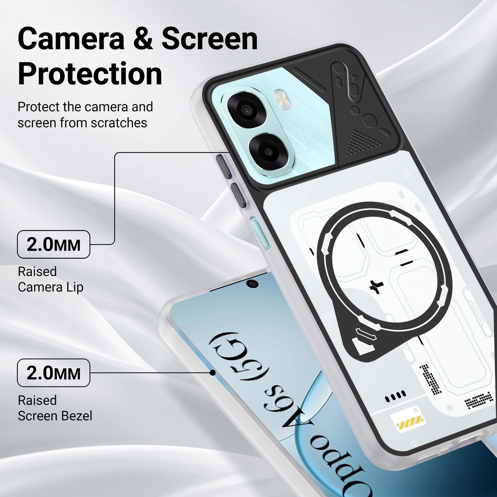 For Oppo A6X | Oppo A6S Metallic Back Cover Case (Metallic Camera Protection & Buttons | Translucent Milky Shade | Hard Polycarbonate)