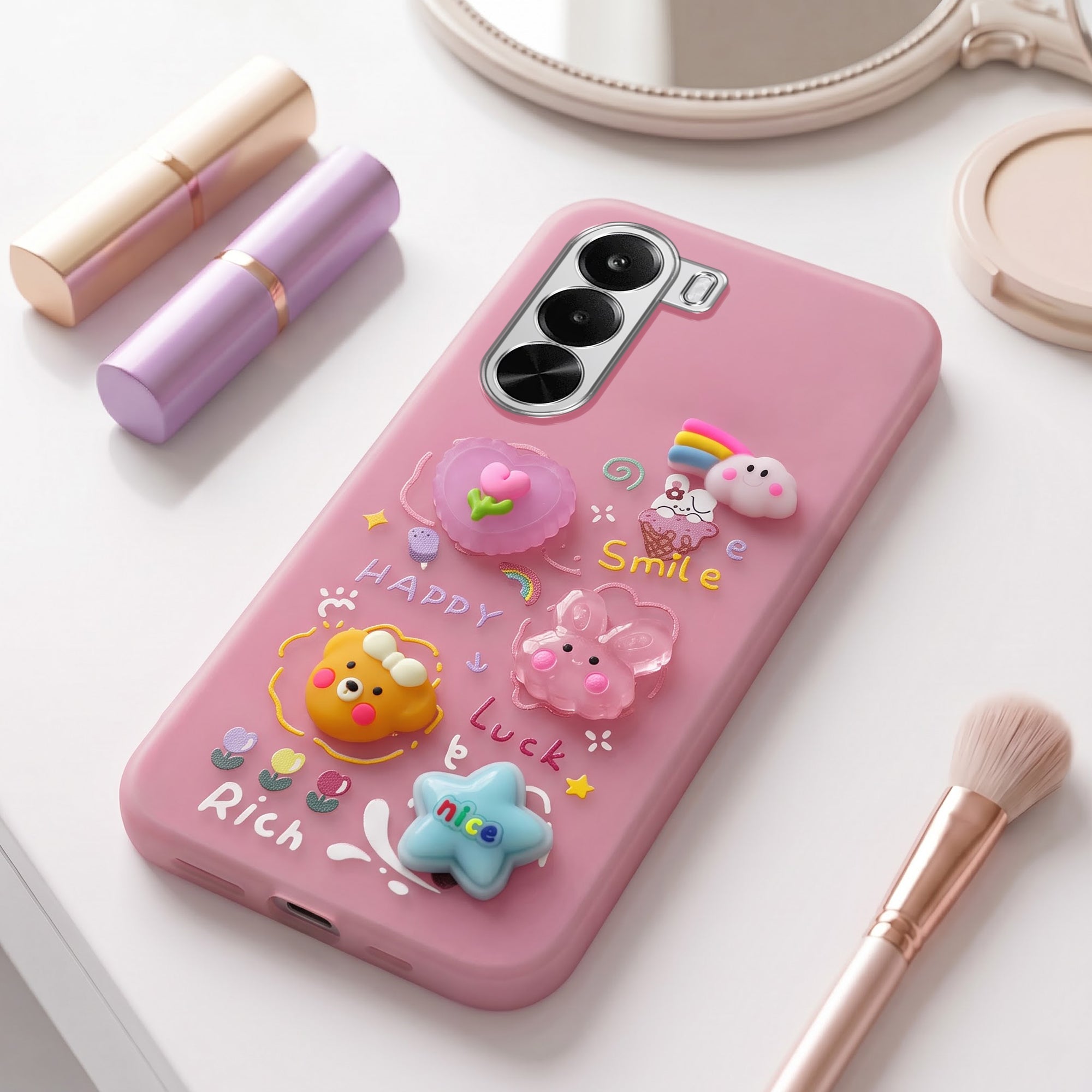 For Realme P4x Back Cover Case (3D Cute Cartoons | Hard Back Side Soft | Matte Premium Finish | HD Printing)