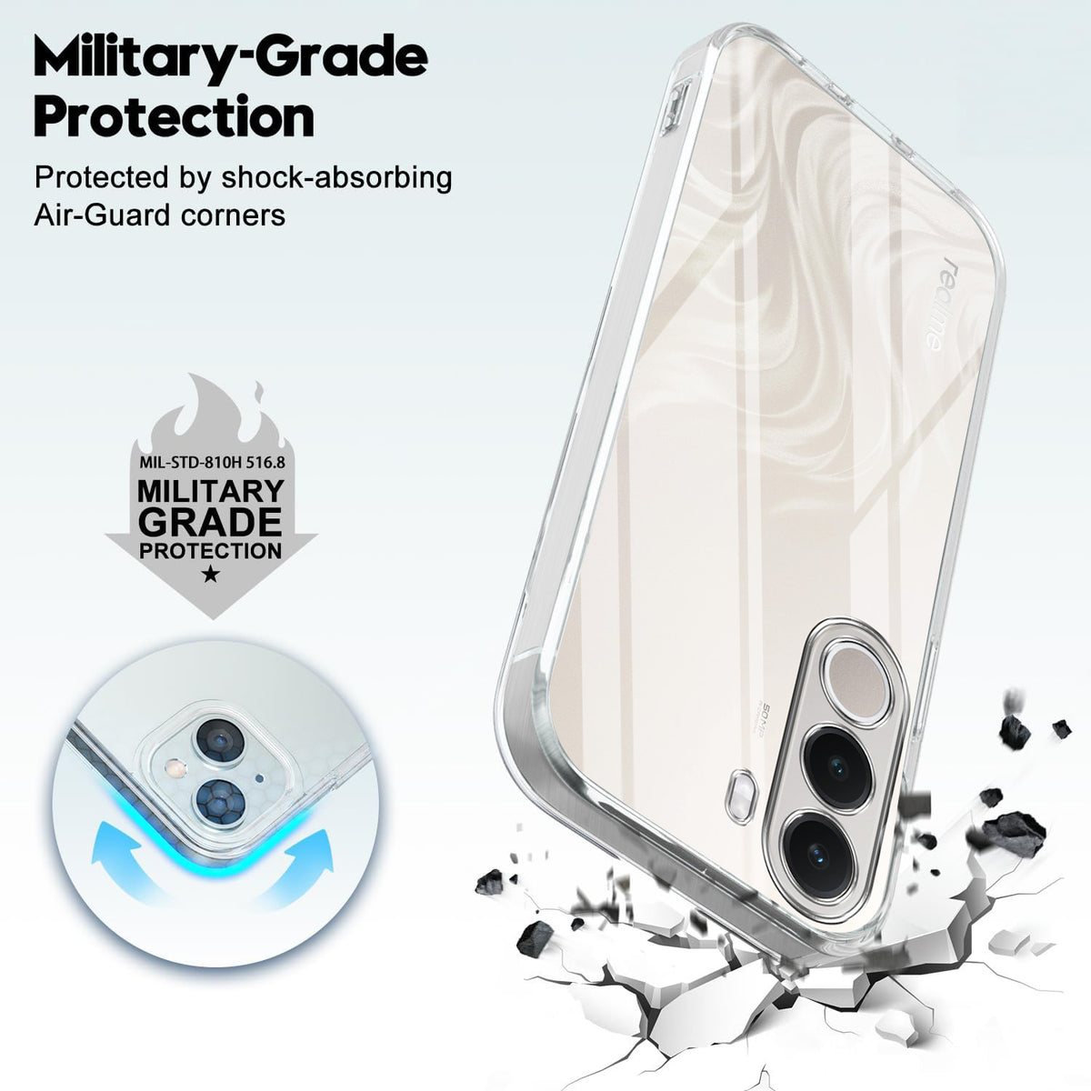 For Realme C100X Back Cover Case Silicone (Clear Shockproof Case with Camera Protection | Soft and Flexible | Transparent)