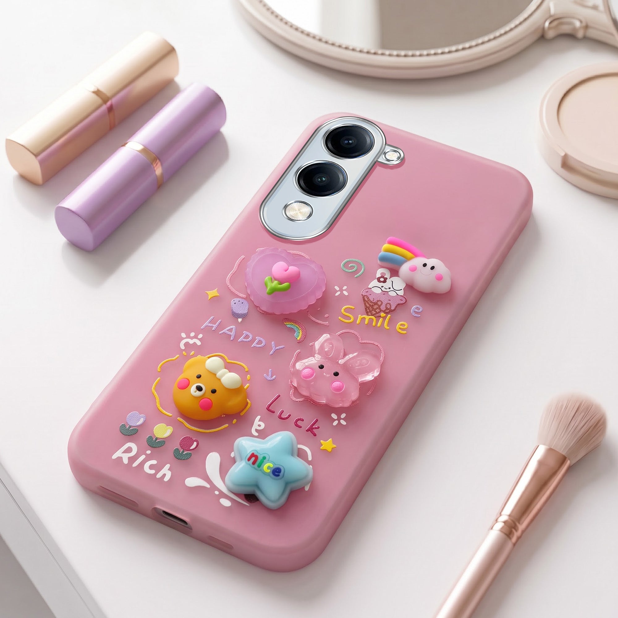 For Vivo iQOO Z10 Lite Back Cover Case (3D Cute Cartoons | Hard Back Side Soft | Matte Premium Finish | HD Printing)