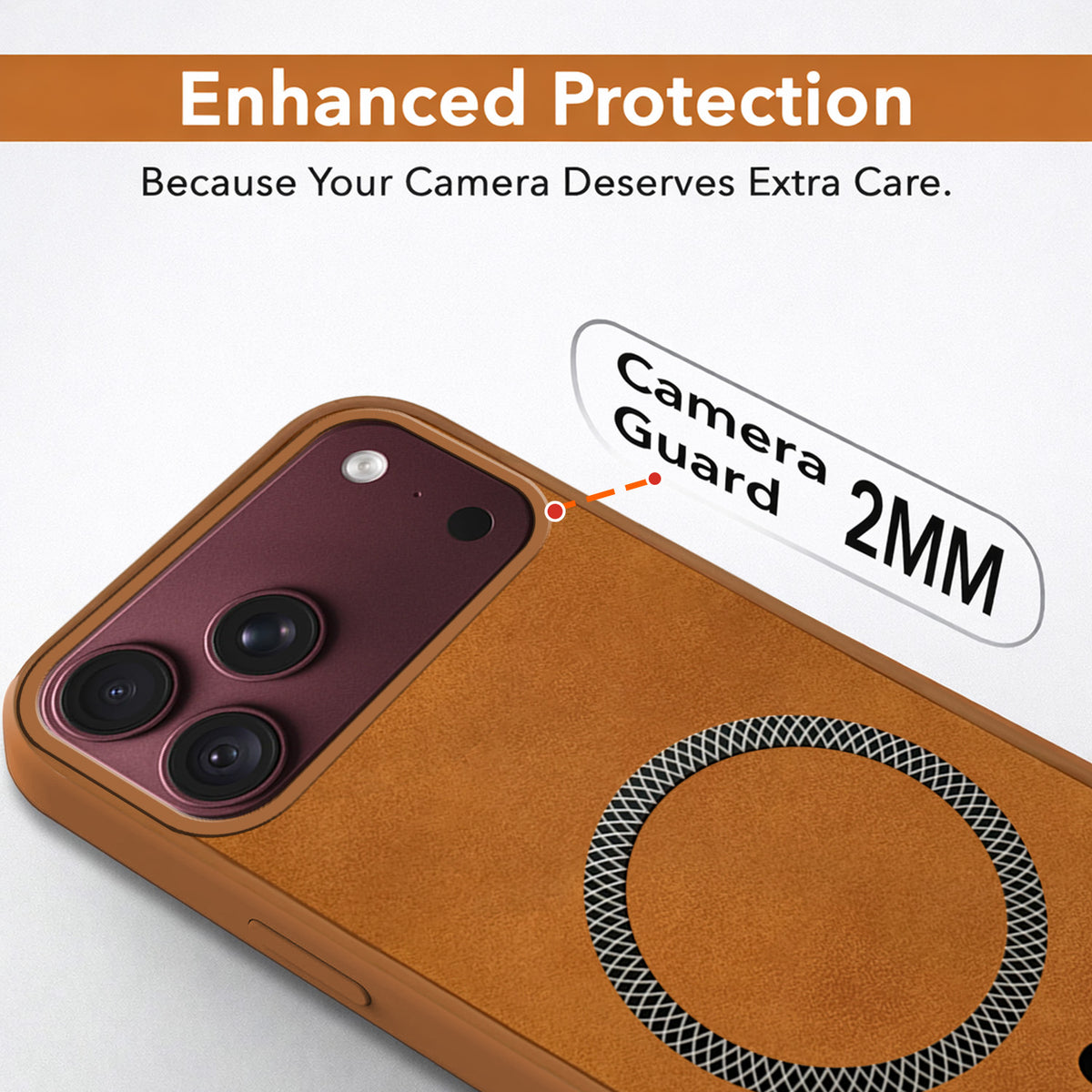 For Apple iPhone 18 Pro Max Back Cover Case Leather Finish (MagSafe Compatible Wireless Charging | Soft Touch | Camera Bump Protection)