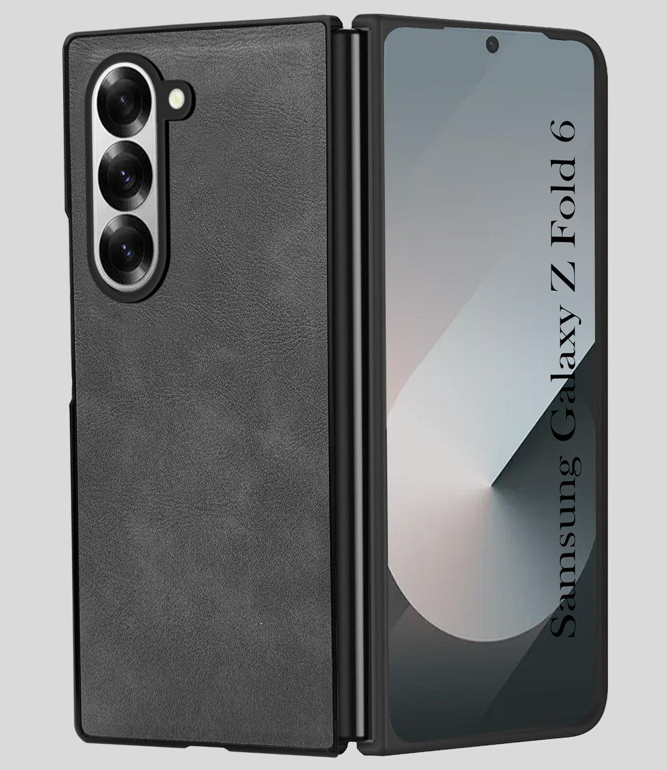 For Samsung Galaxy Z Fold 6 Back Case Cover Premium Genuine Leather (Integrated Front Screen Protector | Inside Microfiber Cloth)