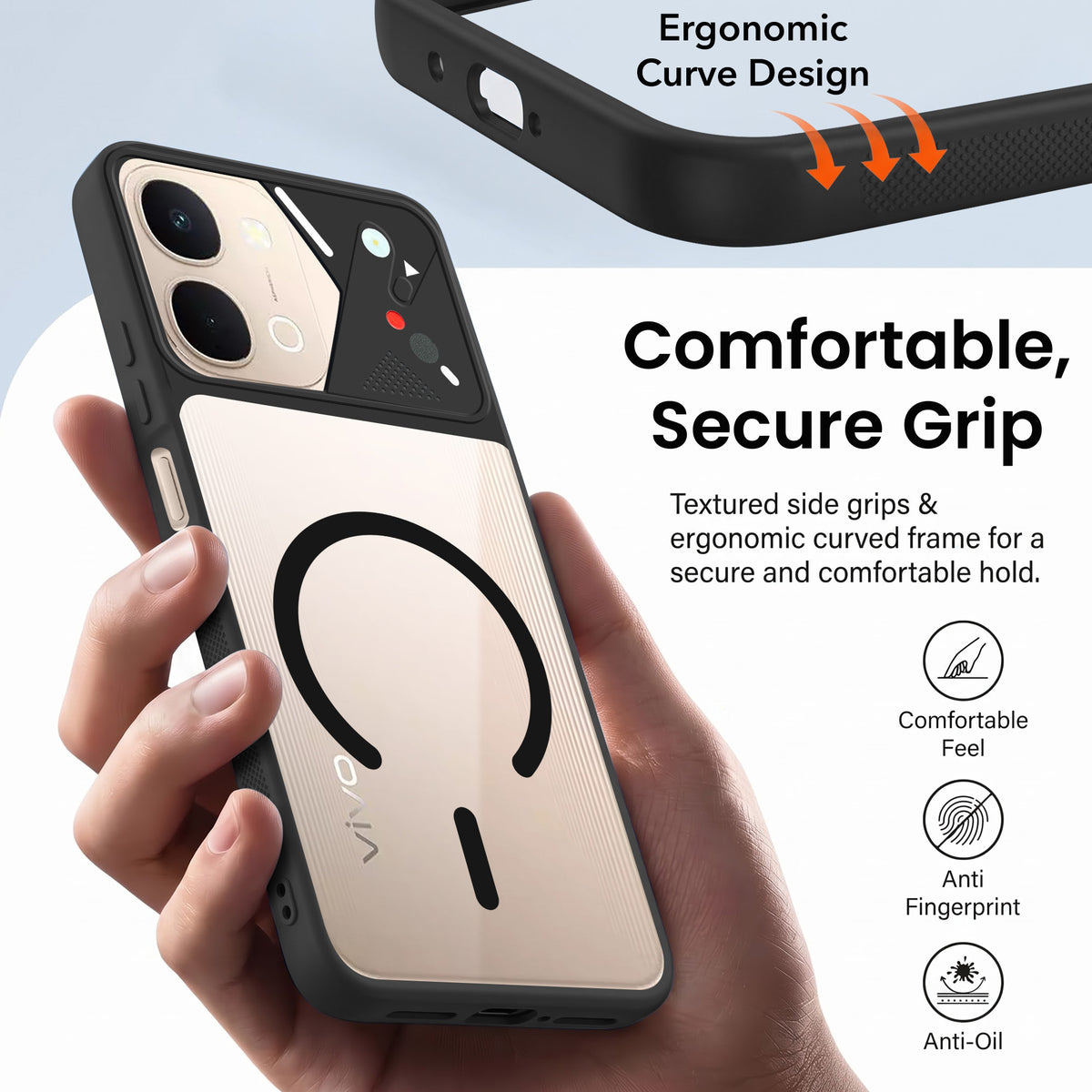 For Vivo Y51 Pro 5G | Vivo T5x Back Cover Case Lifetime Anti-Yellow Clear (Camera Protection | Side Grip | Wireless MagSafe Compatible)