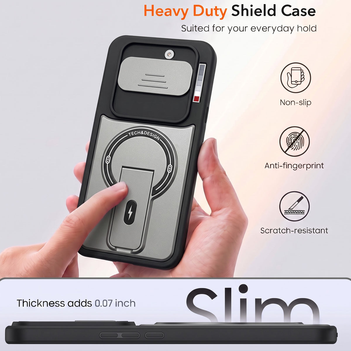 For Nothing Phone 4A 5G Back Case Cover Metallic (Hybrid Armor Kickstand | Sliding Shutter Camera Protection | MagSafe Compatible)