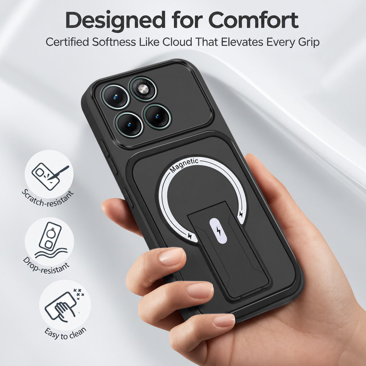 For Motorola Moto Edge 70 Fusion Back Case Cover Metallic (Hybrid Armor Kickstand | MagSafe Compatible | Camera Protection Shockproof)