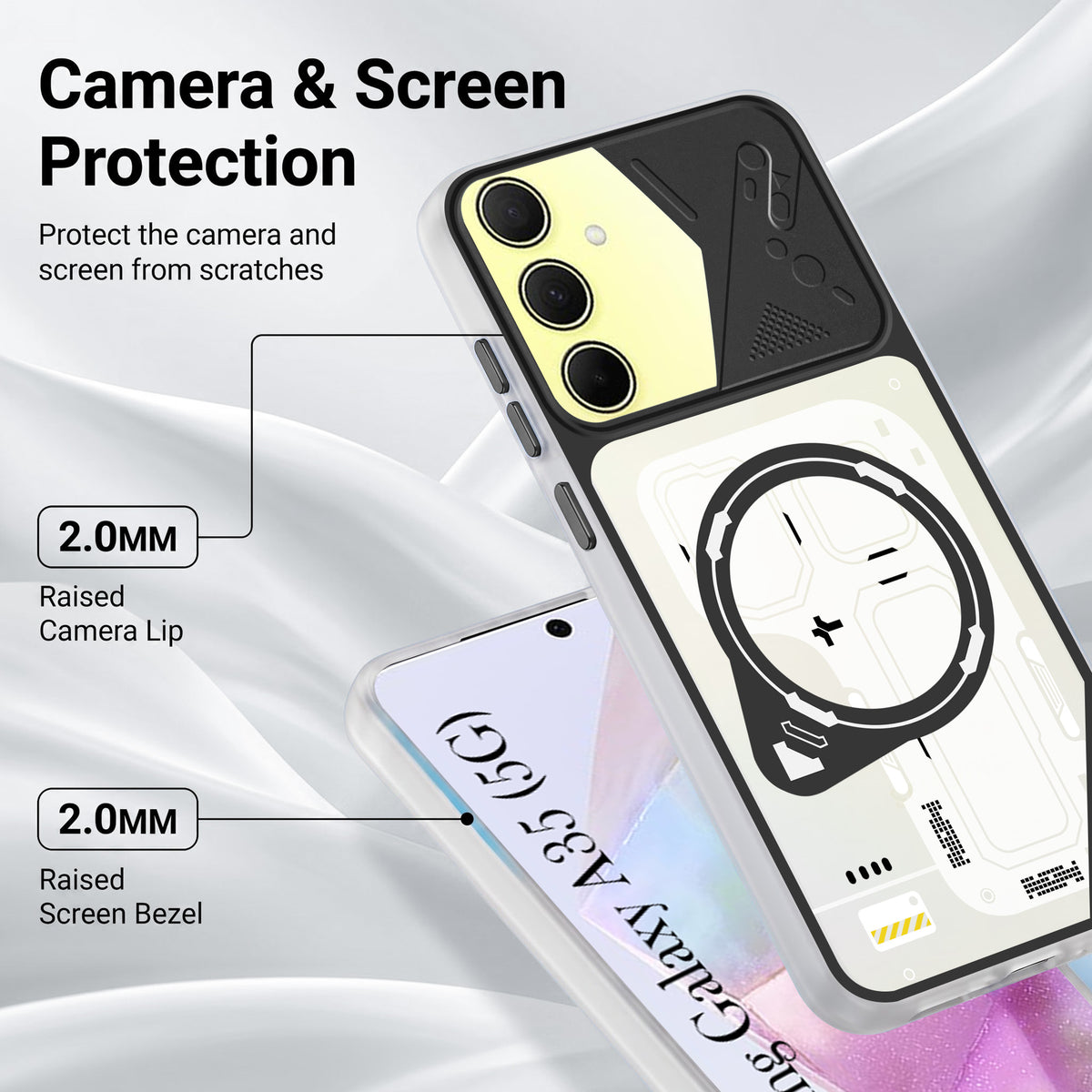 For Samsung Galaxy A35 5G Metallic Back Cover Case (Metallic Camera Protection & Buttons | Translucent Milky Shade | Hard Polycarbonate)