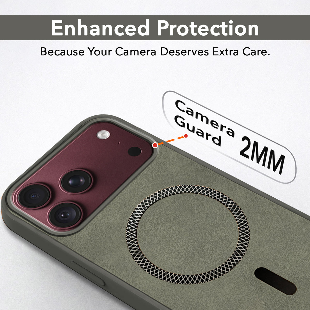 For Apple iPhone 18 Pro Max Back Cover Case Leather Finish (MagSafe Compatible Wireless Charging | Soft Touch | Camera Bump Protection)
