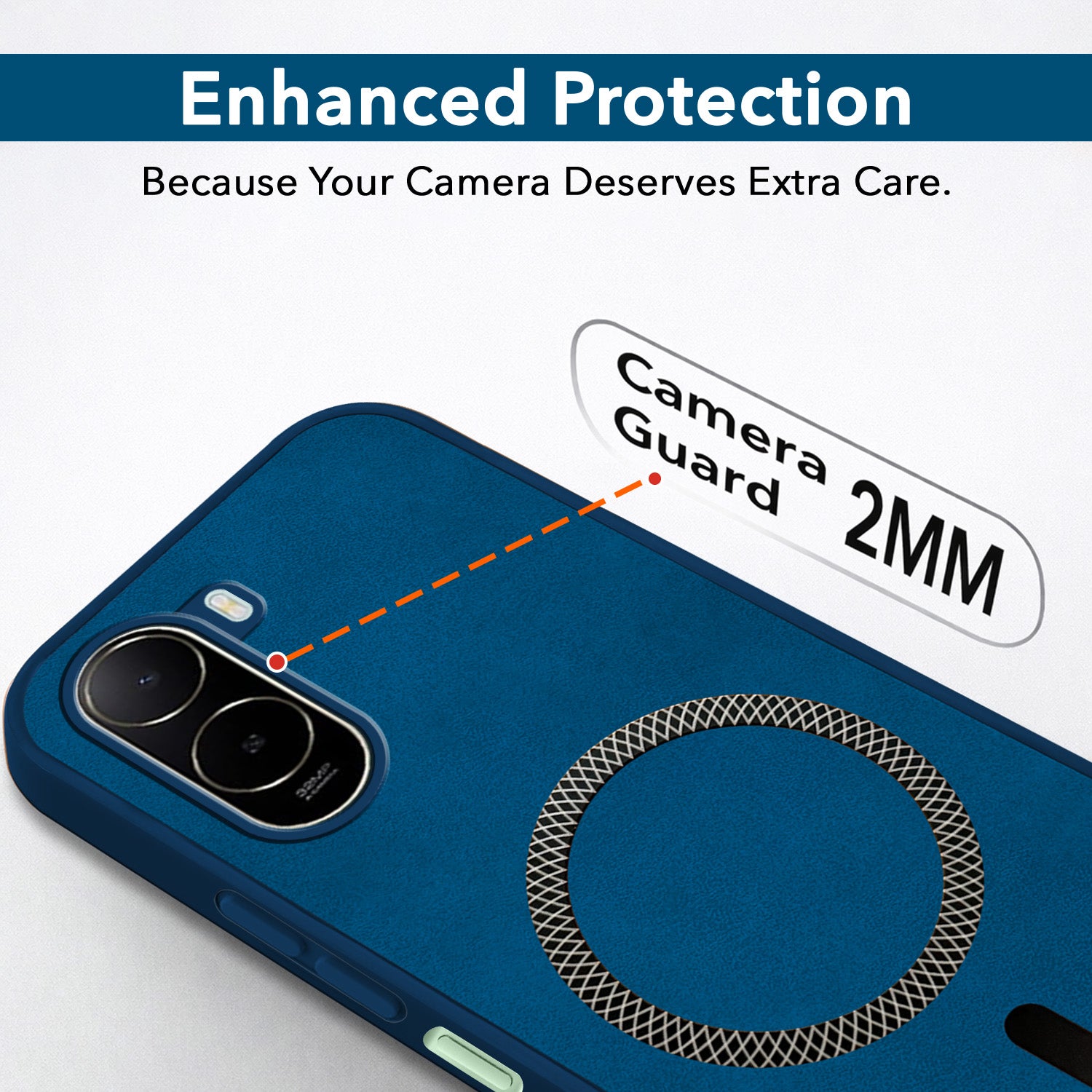 For Poco C85x 5G Back Cover Case Leather Finish (MagSafe Compatible Wireless Charging | Soft Touch | Camera Bump Protection) (Copy)