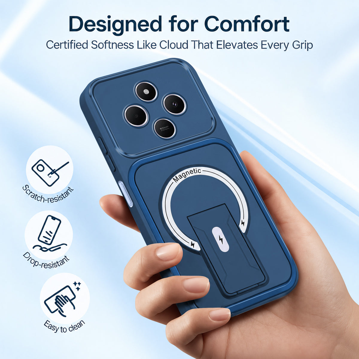 For Redmi A4 5G | Xiaomi Redmi 14C Back Case Cover Metallic (Hybrid Armor Kickstand | MagSafe Compatible | Camera Protection Shockproof)