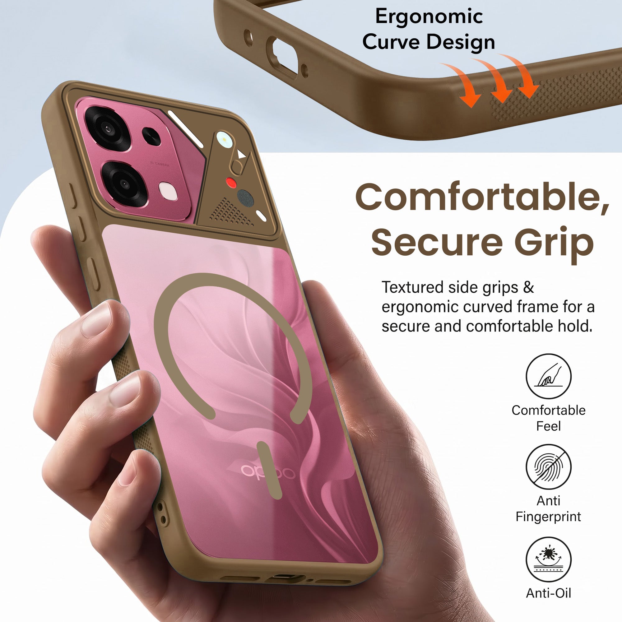 For Oppo F31 5G | Oppo F33 5G Back Cover Case Lifetime Anti-Yellow Clear (Camera Protection | Side Grip | Wireless MagSafe Compatible)