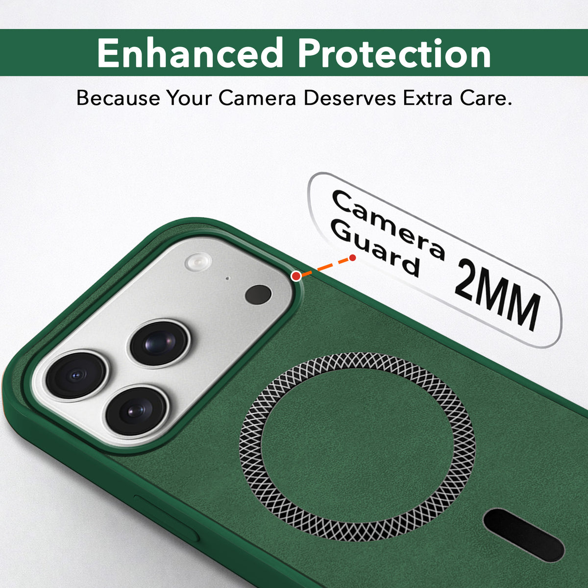 For Apple iPhone 17 Pro Back Cover Case Leather Finish (MagSafe Compatible Wireless Charging | Soft Touch | Camera Bump Protection)