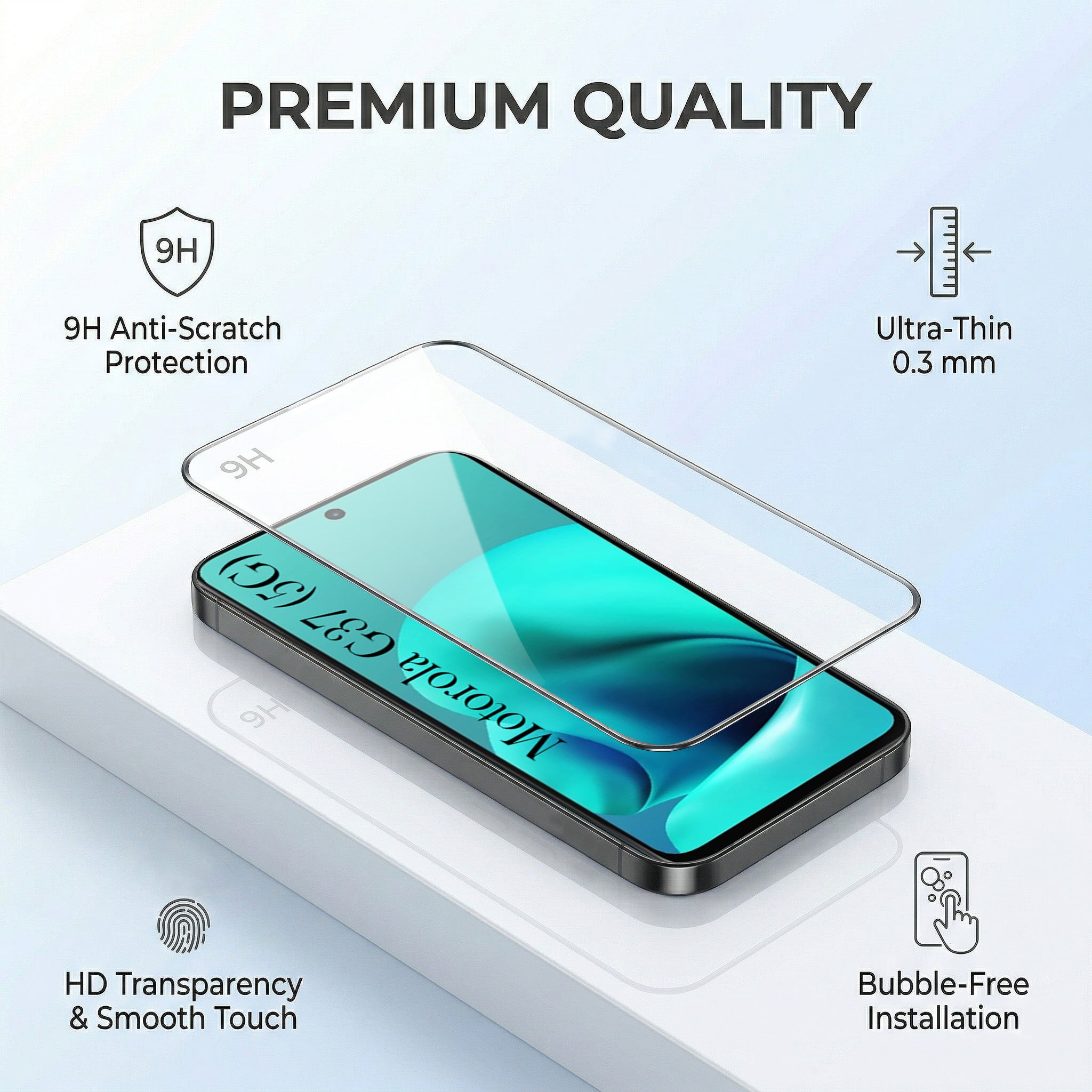 For Motorola Moto G37 (Combo with Back Cover and 9H Tempered Glass (Lifetime Anti-Yellow | Crystal Clear Shockproof | Oleophobic Coating Screen Glass)