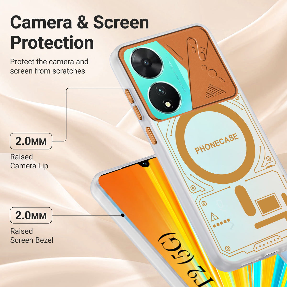 For Vivo T2 Metallic Back Cover Case (Metallic Camera Protection & Buttons | Translucent Milky Shade | Hard Polycarbonate)