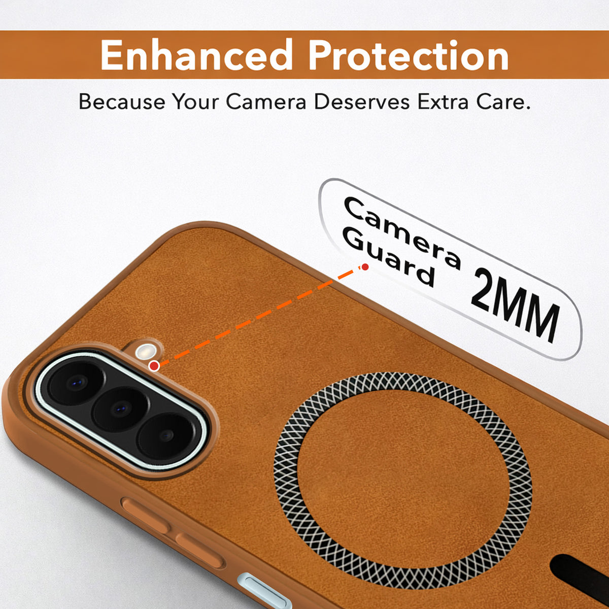 For Samsung Galaxy F70 Pro 5G Back Cover Case Leather Finish (MagSafe Compatible Wireless Charging | Soft Touch | Camera Bump Protection)