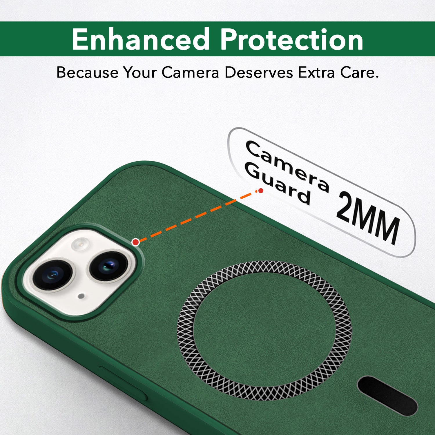 For Apple iPhone 14 Plus Back Cover Case Leather Finish (MagSafe Compatible Wireless Charging | Soft Touch | Camera Bump Protection)