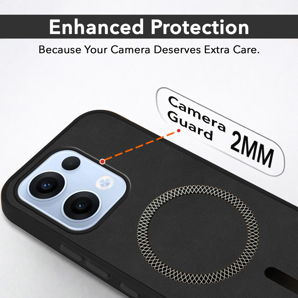 For Oppo Reno13 5G | Oppo Reno 13 5G Back Cover Case Leather Finish (MagSafe Compatible Wireless Charging | Soft Touch | Camera Bump Protection)